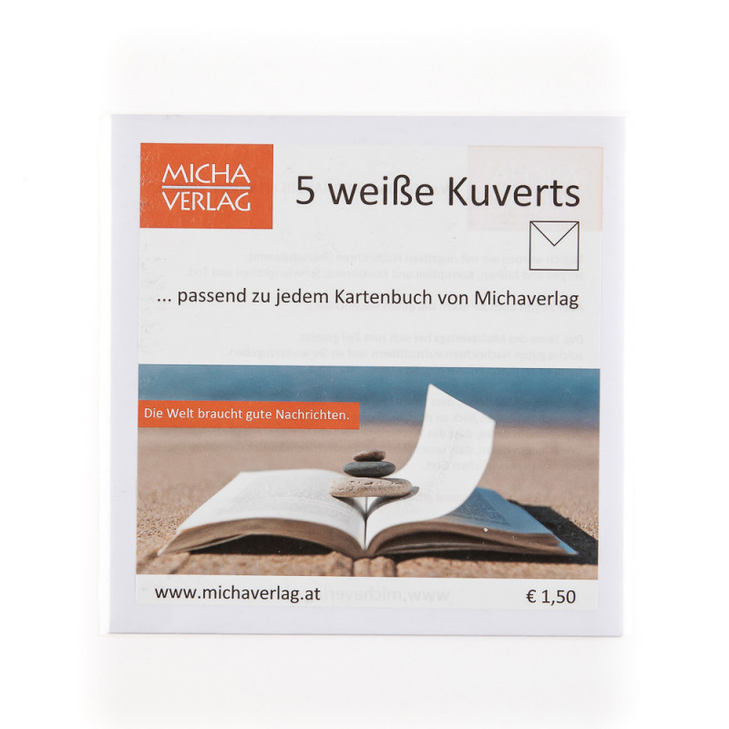 5 weiße Kuverts, passend zu Kartenbuch