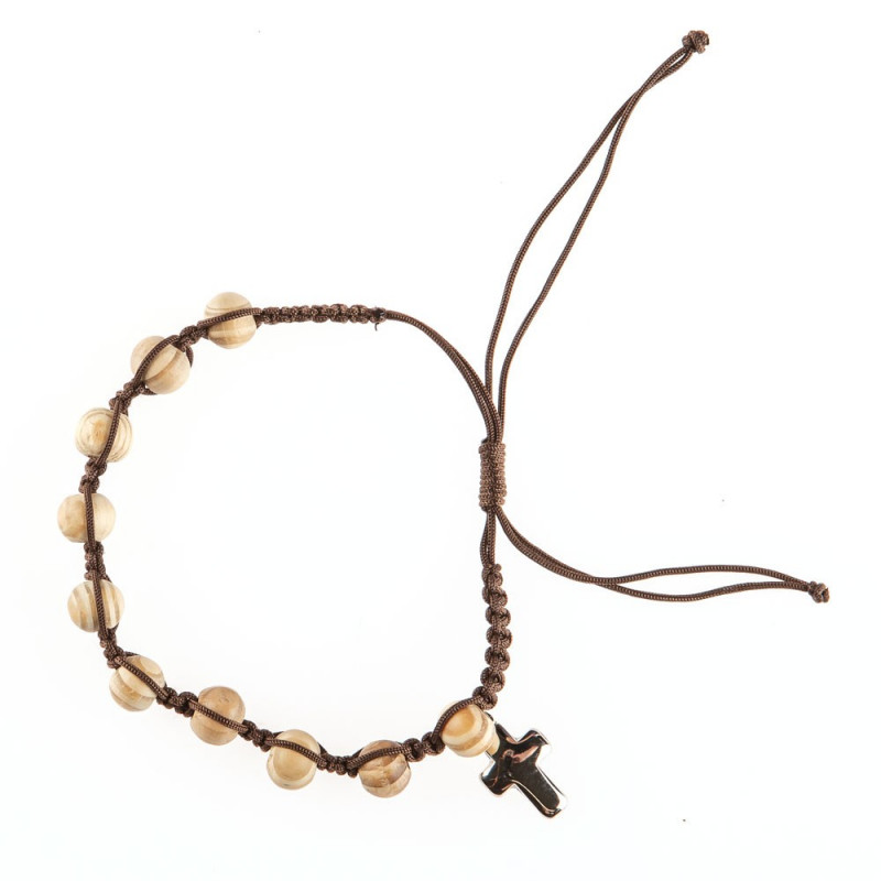 Armband mit Holzperlen und Metallkreuz Armband mit Holzperlen und Metallkreuz